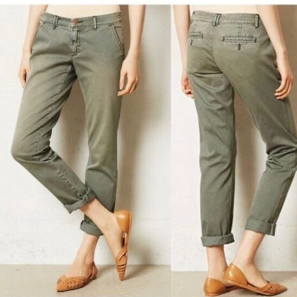 Anthropologie Olive Skinny Chino Pants